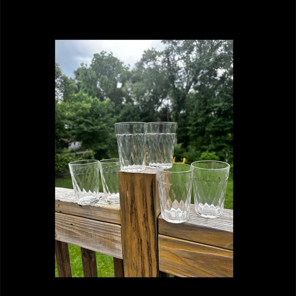 Vintage 1930’s Diamond Patter Juice Glasses 3 1/8” Set of 6 Hazel Atlas - Picture 2 of 8